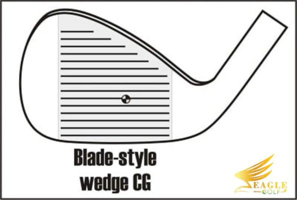 Ảnh vị trí trọng tâm (center of gravity - CG) lệch về gót gậy trên gậy wedge dạng blade