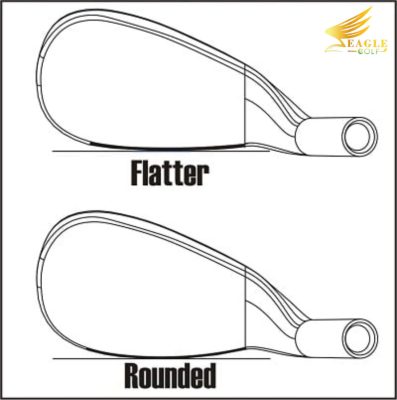 Ảnh nhìn từ trên xuống tại vị trí đánh của hai gậy wedge, một gậy có mép trước tròn hơn so với gậy 